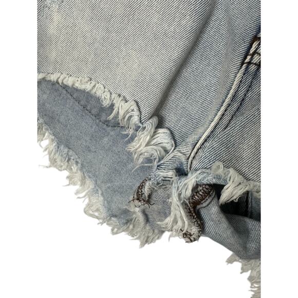 One Teaspoon Distressed Cut-off Light Rinse High Waist Denim Jean Shorts 26 / 2 - Picture 8 of 8